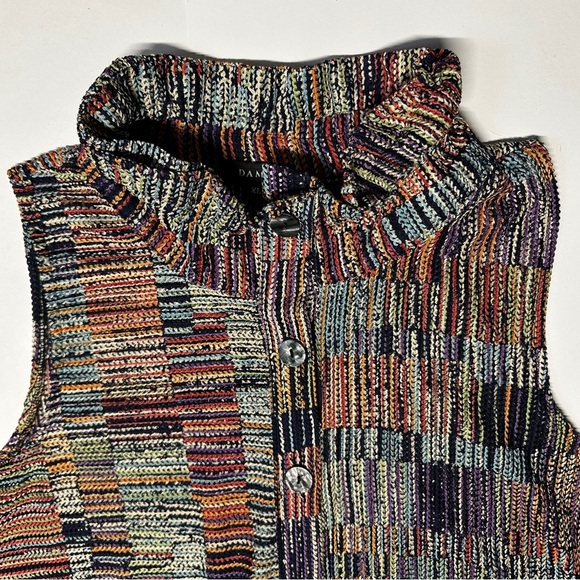 Damee Artsy Patchwork Sleeveless Button-up Tunic with Wire Collar Lagenlook XL - Picture 6 of 15